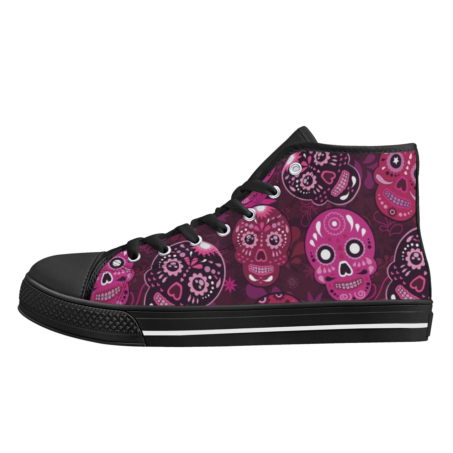 Sugar skull day of the dead pattern Women's High Top Canvas Shoes