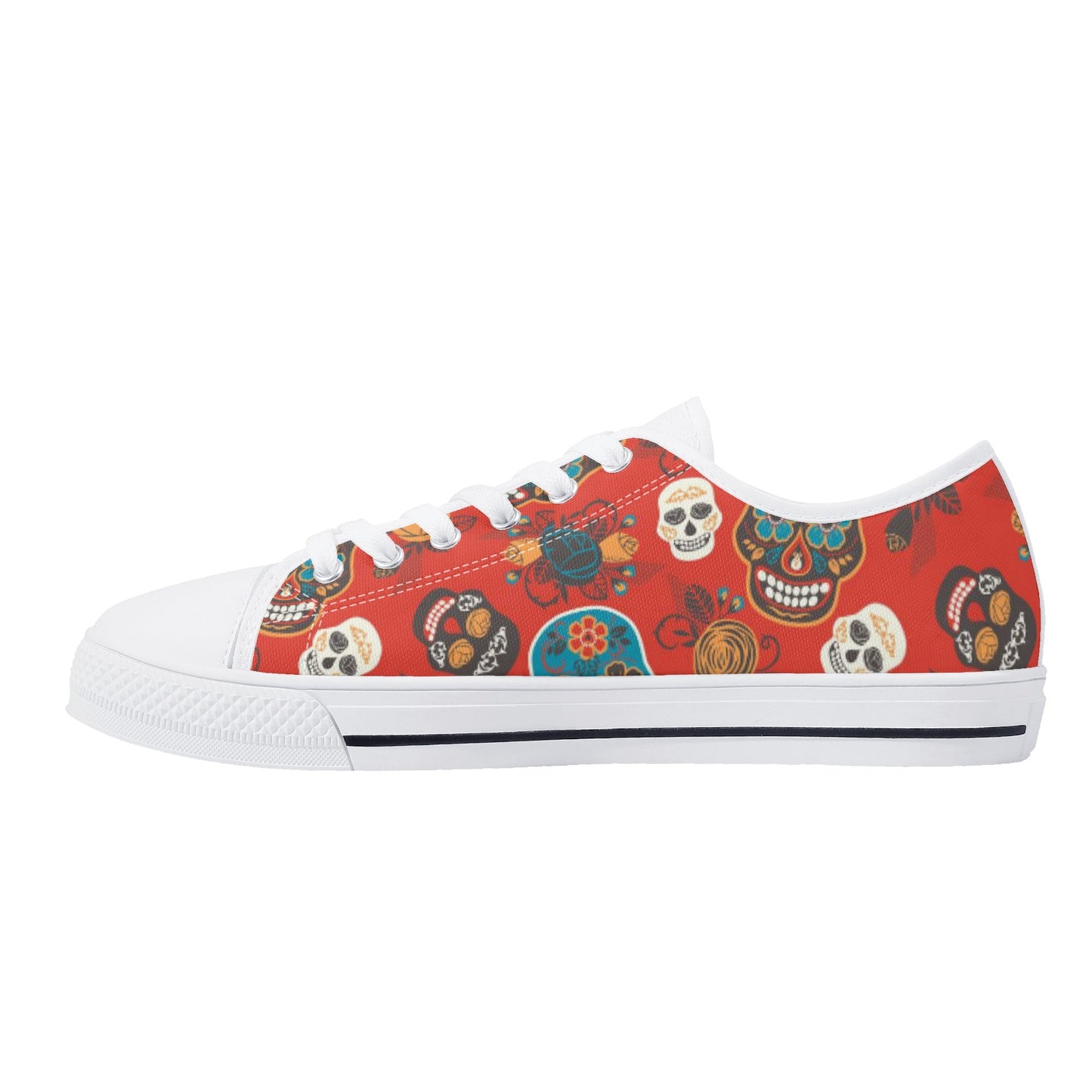 Sugar skull day of the dead pattern Women's Low Top Canvas Shoes