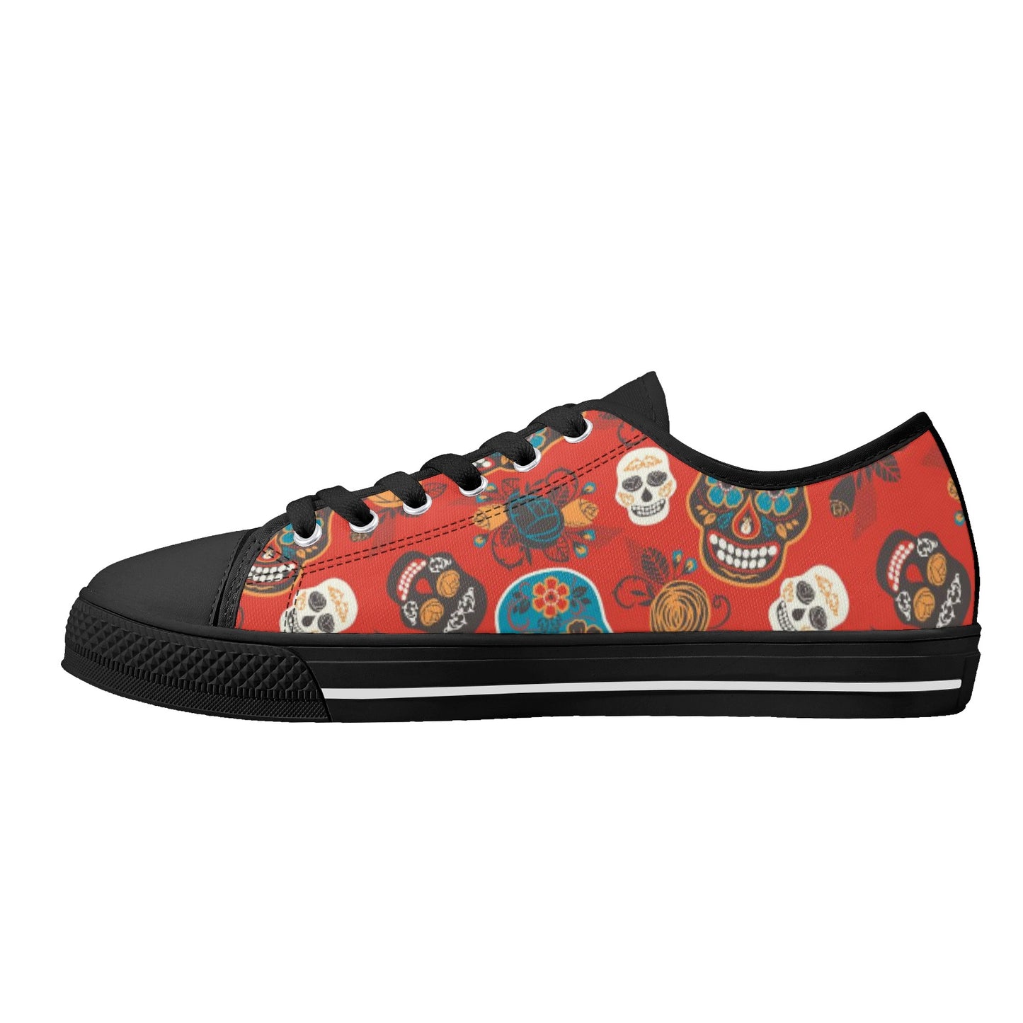 Sugar skull day of the dead pattern Women's Low Top Canvas Shoes