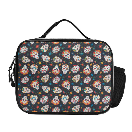 Sugar skull day of the dead gothic Halloweeen Detachable Leather Lunch Bag