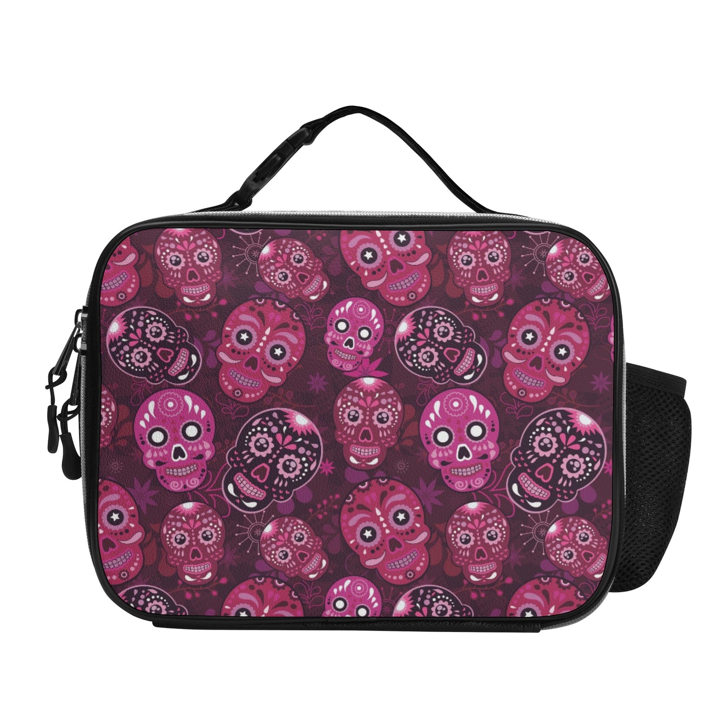 Sugar skull day of the dead gothic Halloweeen Detachable Leather Lunch Bag