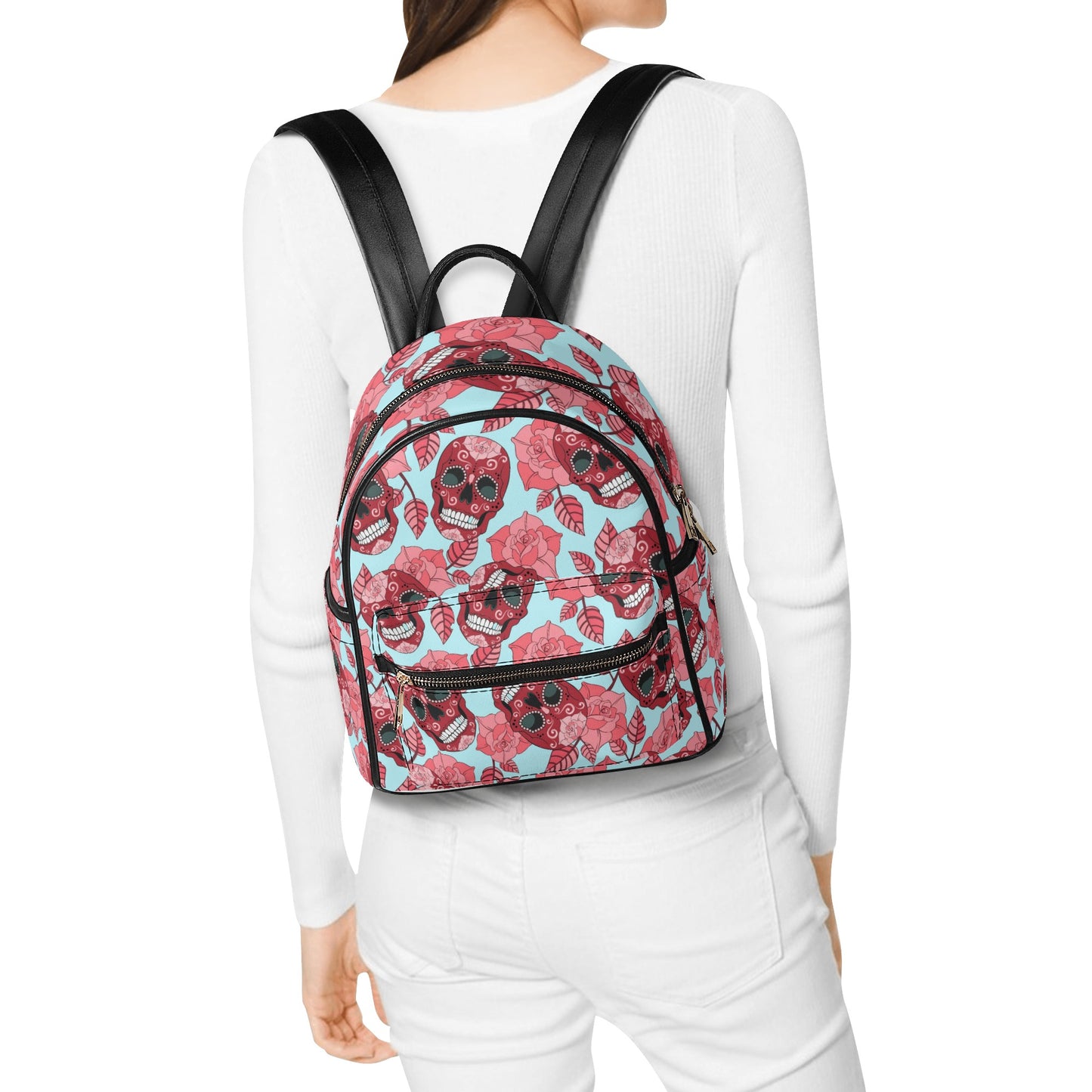 Day of the dead sugar skull Women's Casual PU Backpack