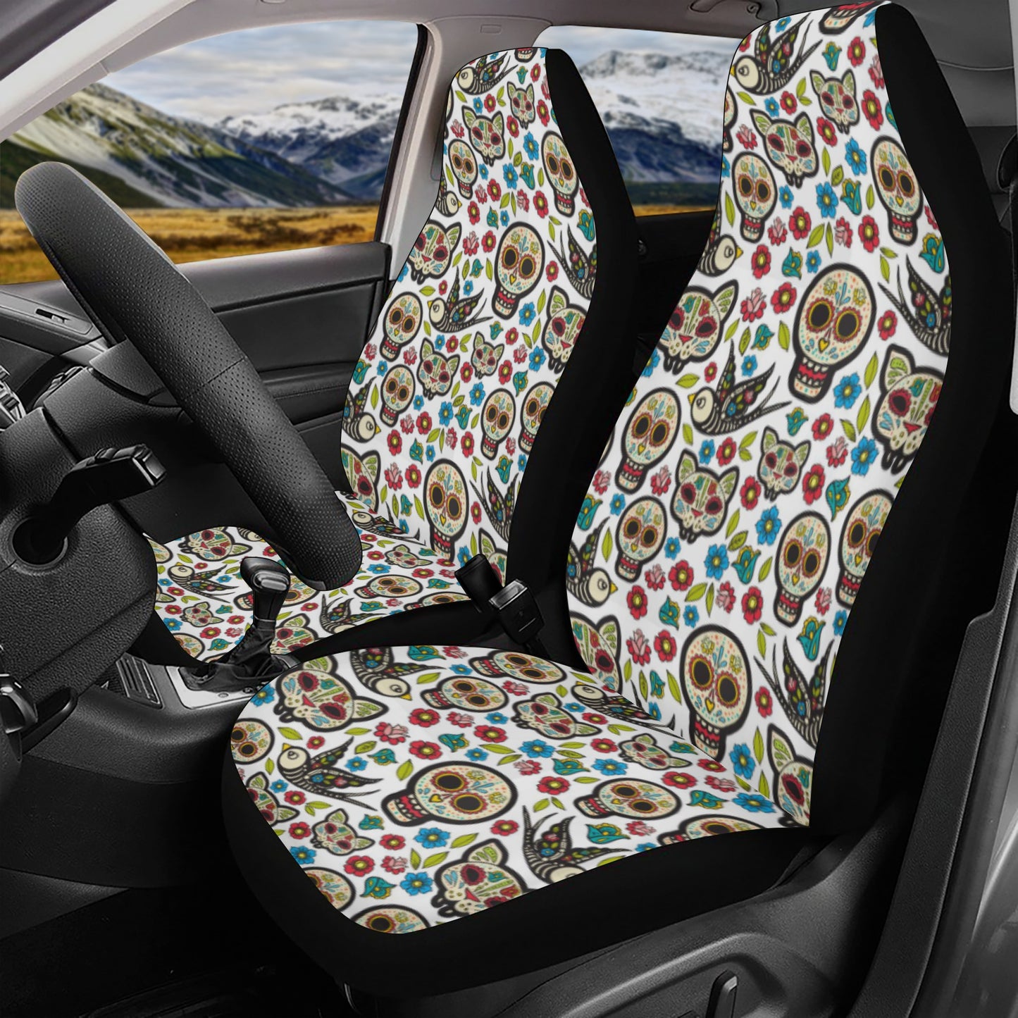 Sugar skull Day of the dead Mexican skull Car Seat Cover Set