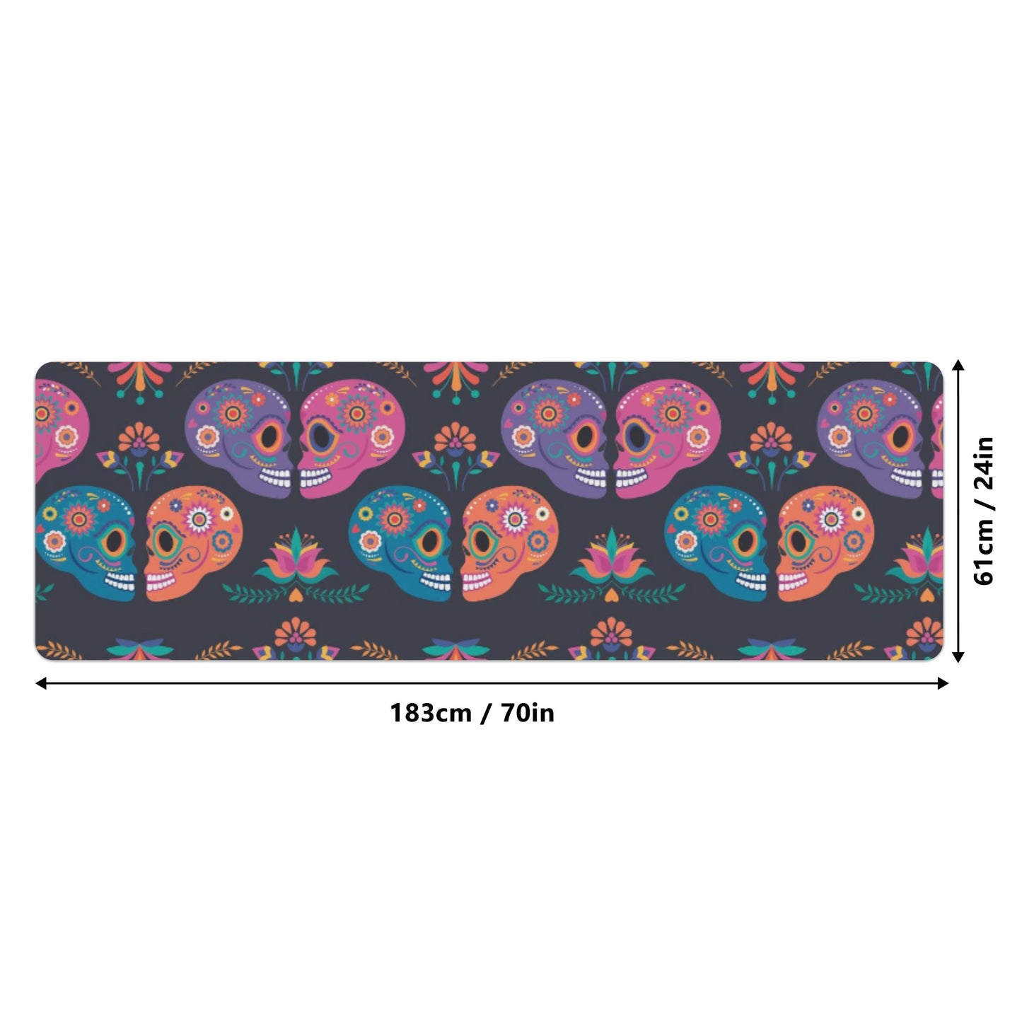 Sugar skull day of the dead Rubber Yoga Mat