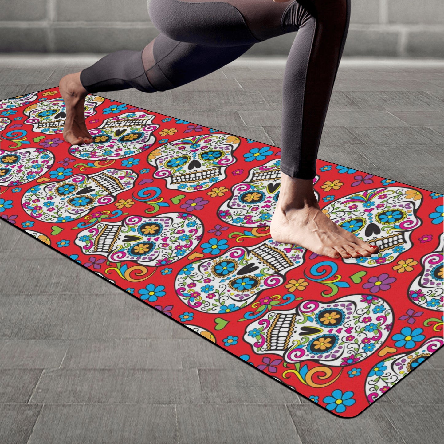 Sugar skull day of the dead Rubber Yoga Mat