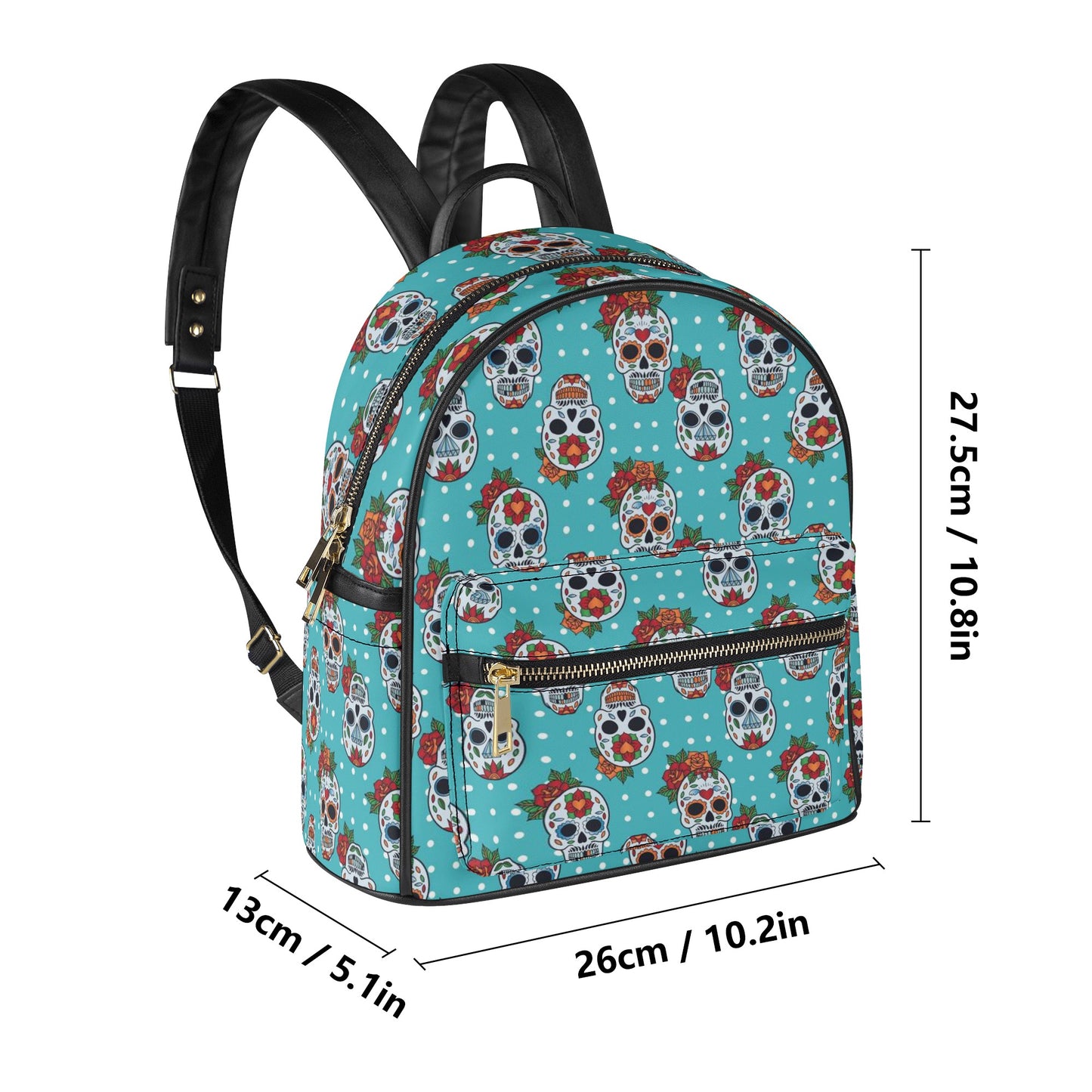 Sugar skull day of the dead Women's Casual PU Backpack