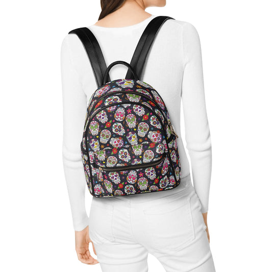 Day of the dead sugar skull Women's Casual PU Backpack