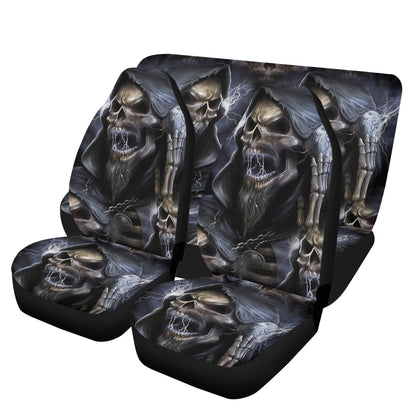 Skeleton car seat protector, skull rug mat for car, floral skull rug for car, biker skull car seat cover full set, death skull rug mat for c