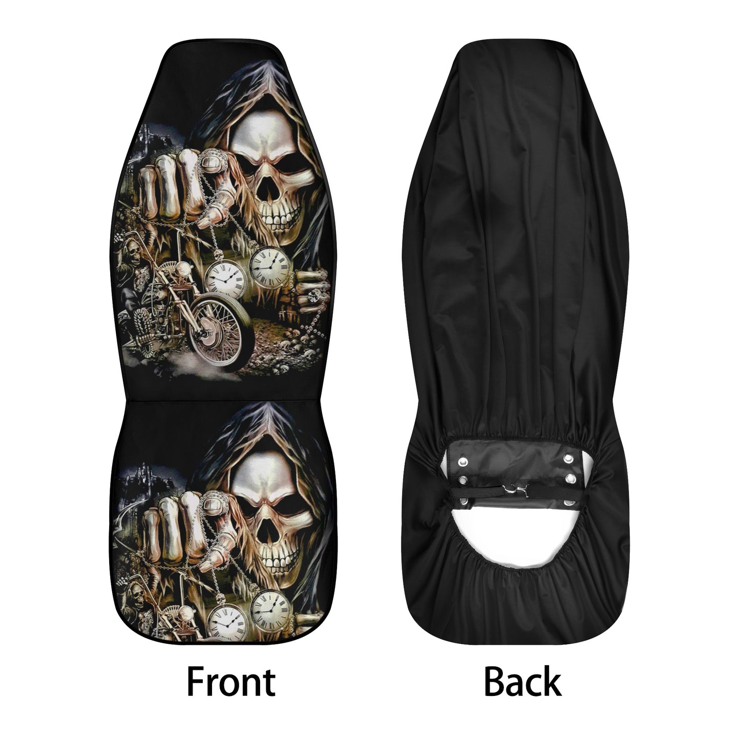 Punisher skull car seat cushion cover, punisher skull seat cover for truck, motorcycle skull car seat cover, flaming skull front and back ca