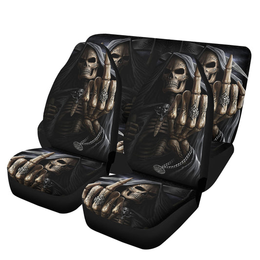 Skull car seat cover full set, gothic skull car seat protector cover, motorcycle skull seat cover for truck, punisher skull seat cover for v
