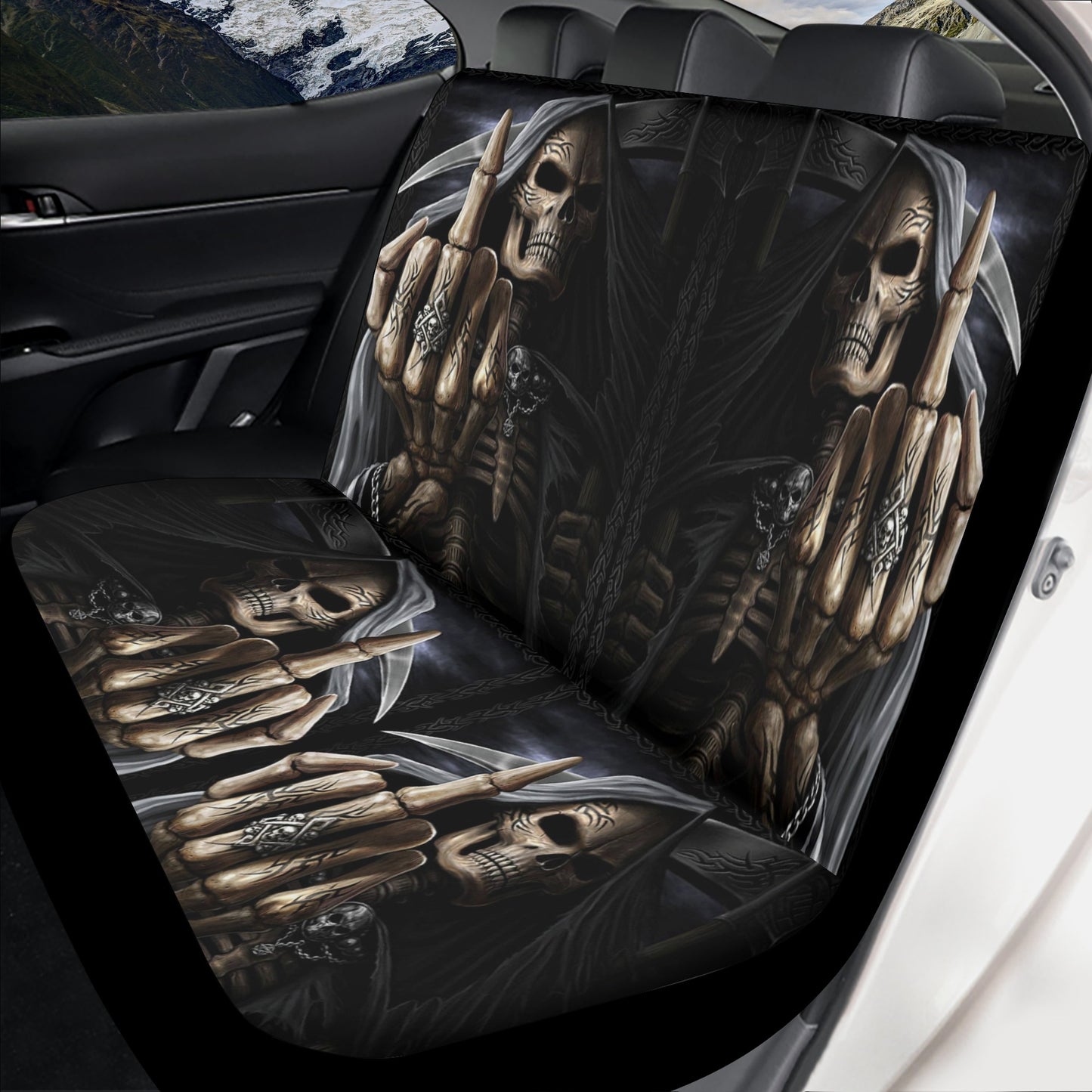 Skull car seat cover full set, gothic skull car seat protector cover, motorcycle skull seat cover for truck, punisher skull seat cover for v