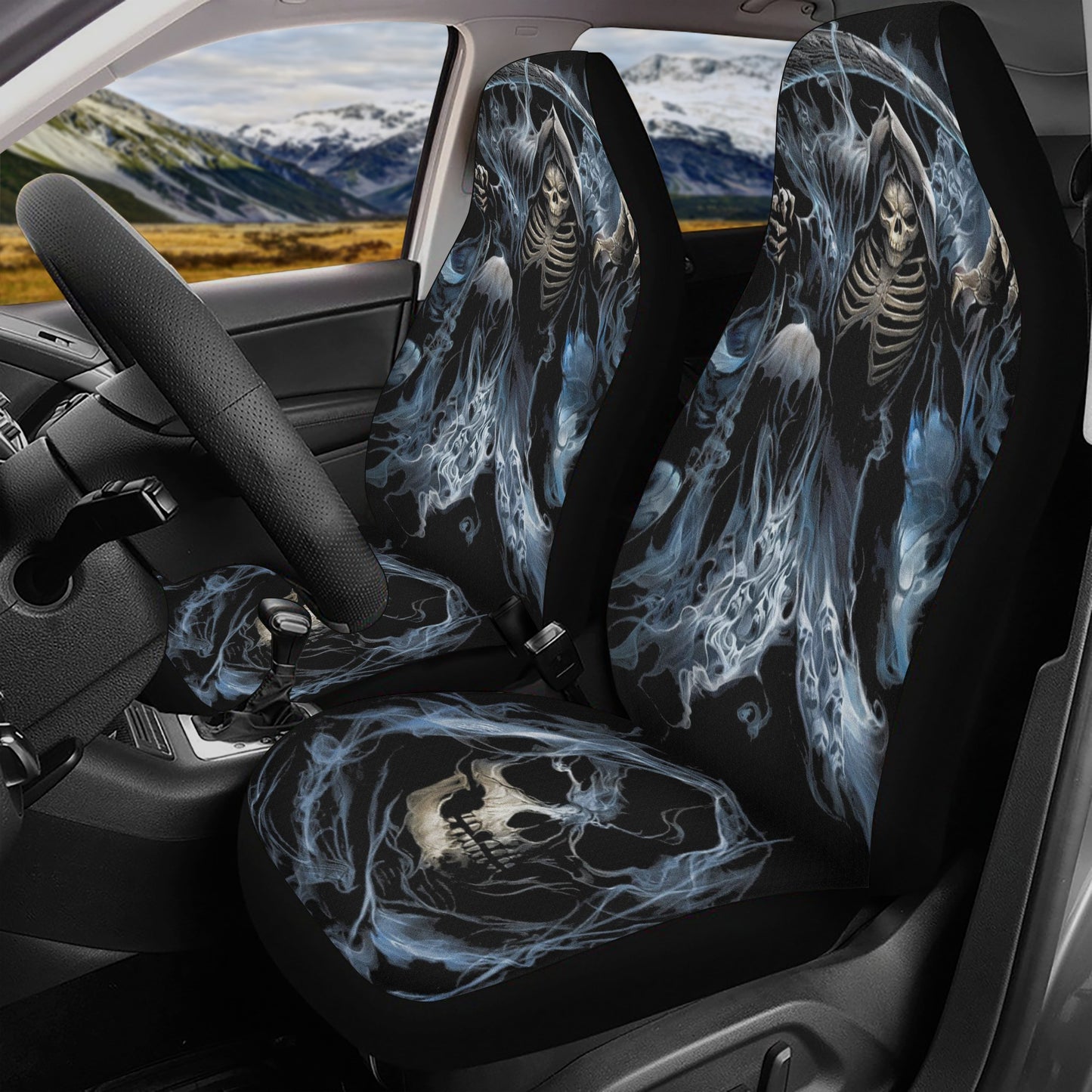 Horror car accessories, skull seat cover protector, floral skull seat cover for car, skull seat cover protector, goth car tool, punisher sku