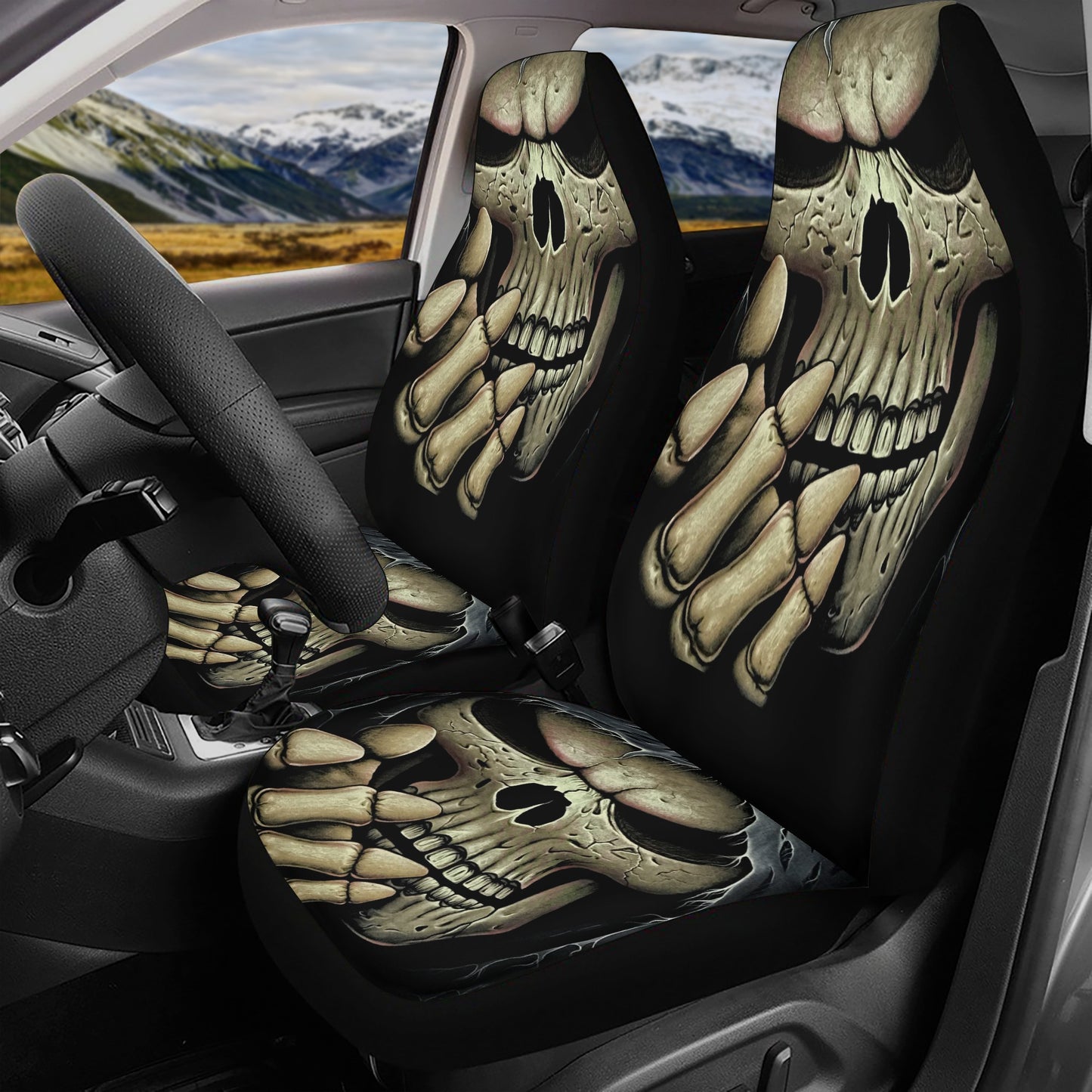 Death skull car seat protector, christmas skull rug mat for car, gothic skull seat cover for car, floral skull washable car seat covers, fla