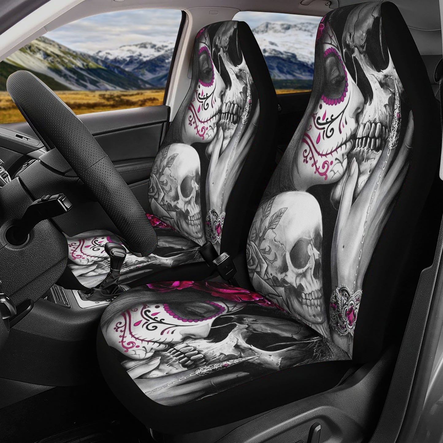 Grim reaper skull girl Car Seat Cover Set