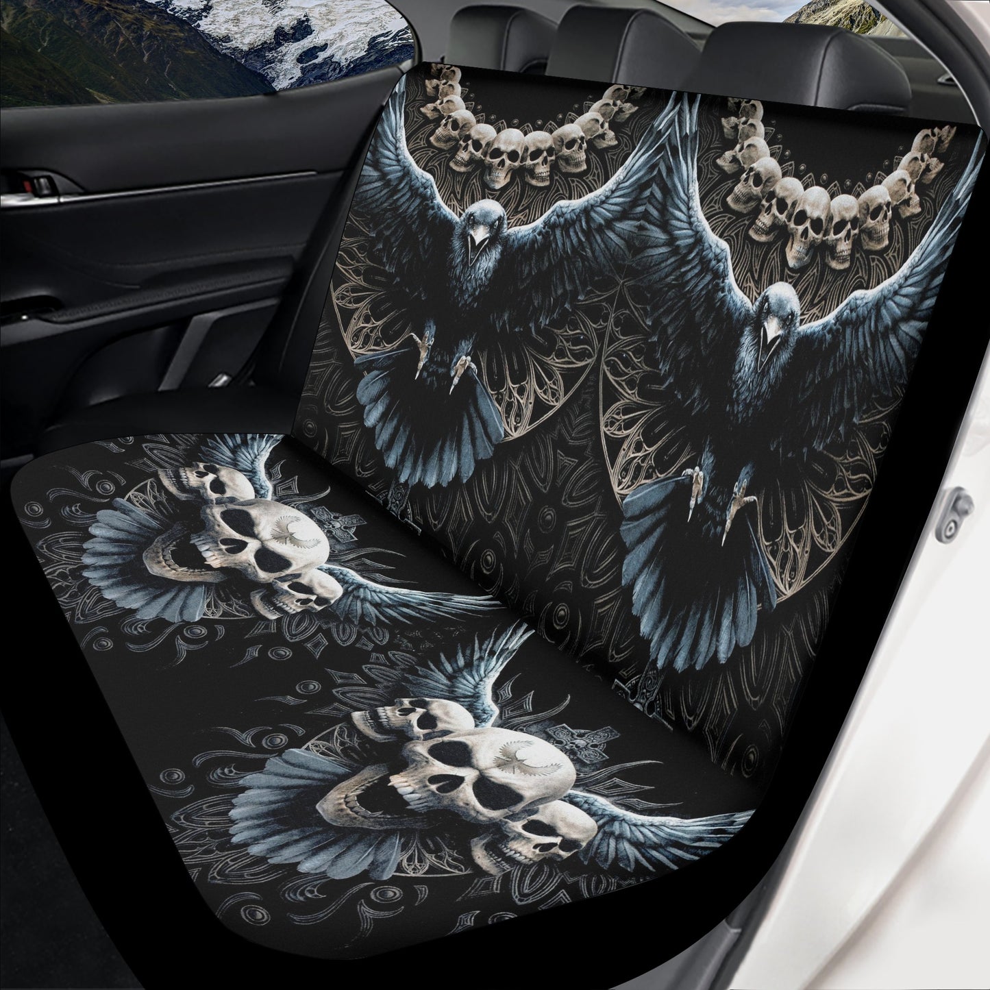 Punisher skull seat cover for truck, motorcycle skull seat cover for car, biker skull car protector, motorcycle skull car floor mat, death s