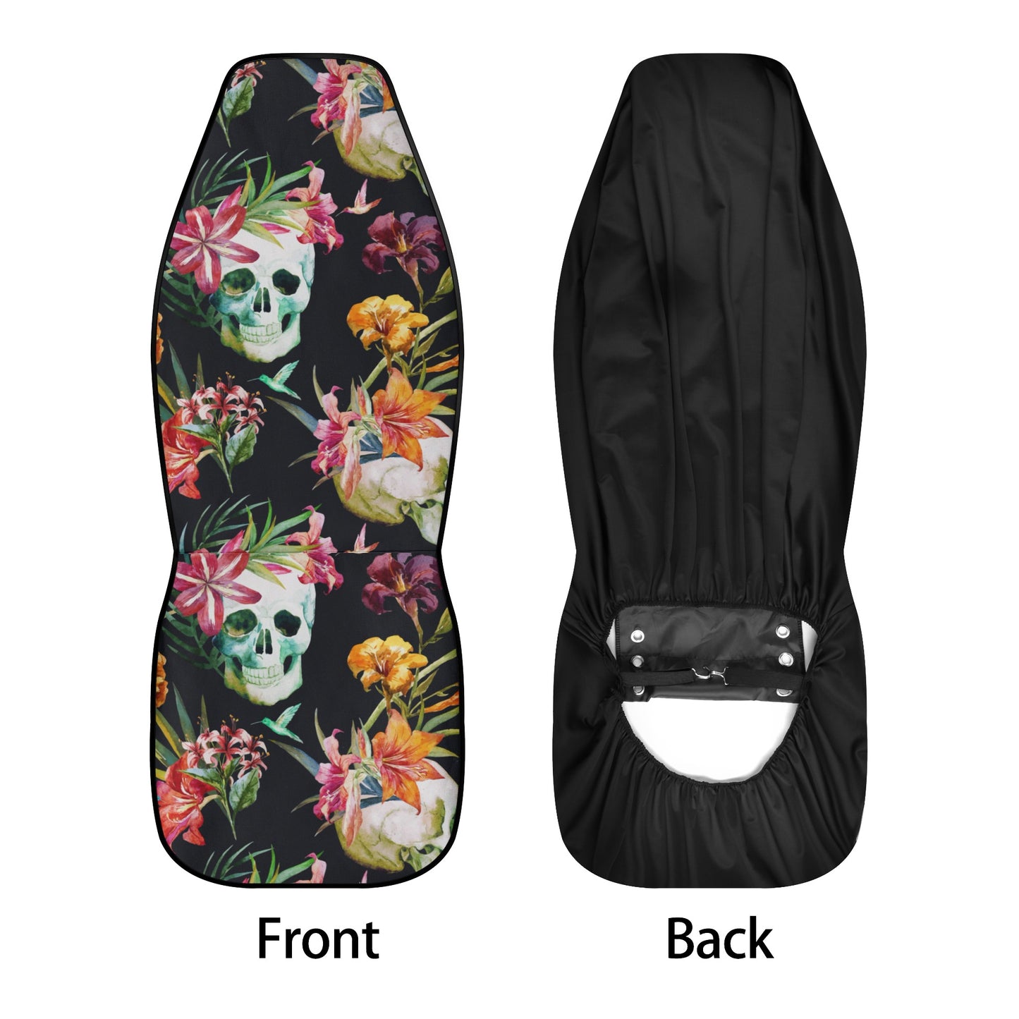 Flower skull slip-on seat covers, grim reaper rug mat for car, horror car protector, biker skull car floor mat, biker skull car protector, s