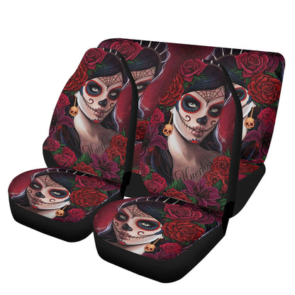Day of the dead car tool, day of the dead seat cover for truck, mexican skull slip-on seat covers, mexican skull car seat protector, candy s