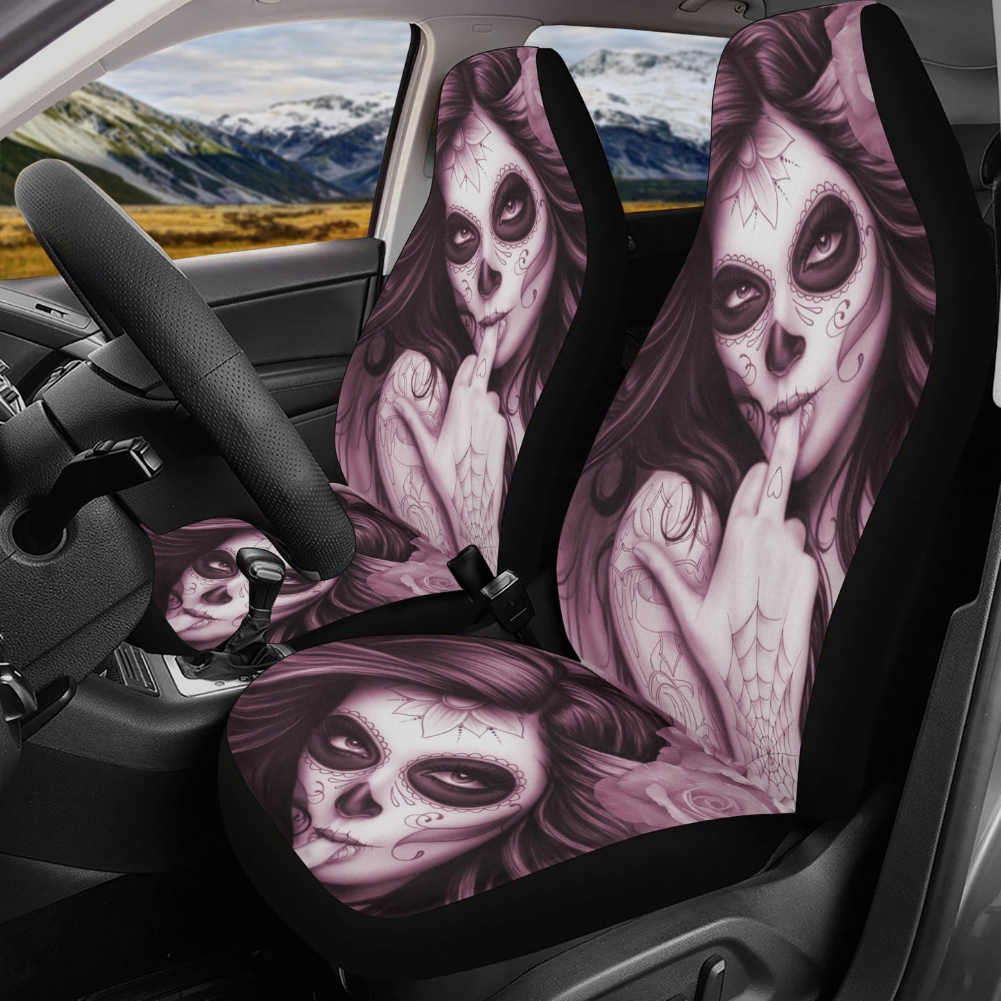 Mexico mat for car, mexican skull washable car seat covers, day of the dead car seat protector, floral sugar skull floor mat for car, sugar