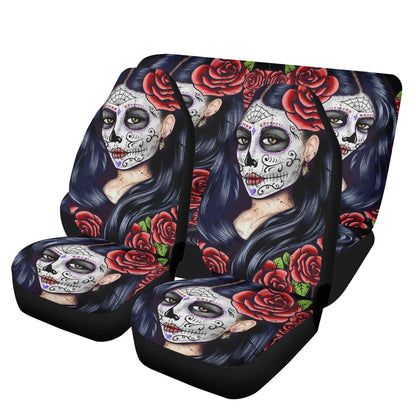 Dia de los muertos skull car floor mat, floral sugar skull seat cover for car, floral sugar skull car seat protector cover, floral skull car