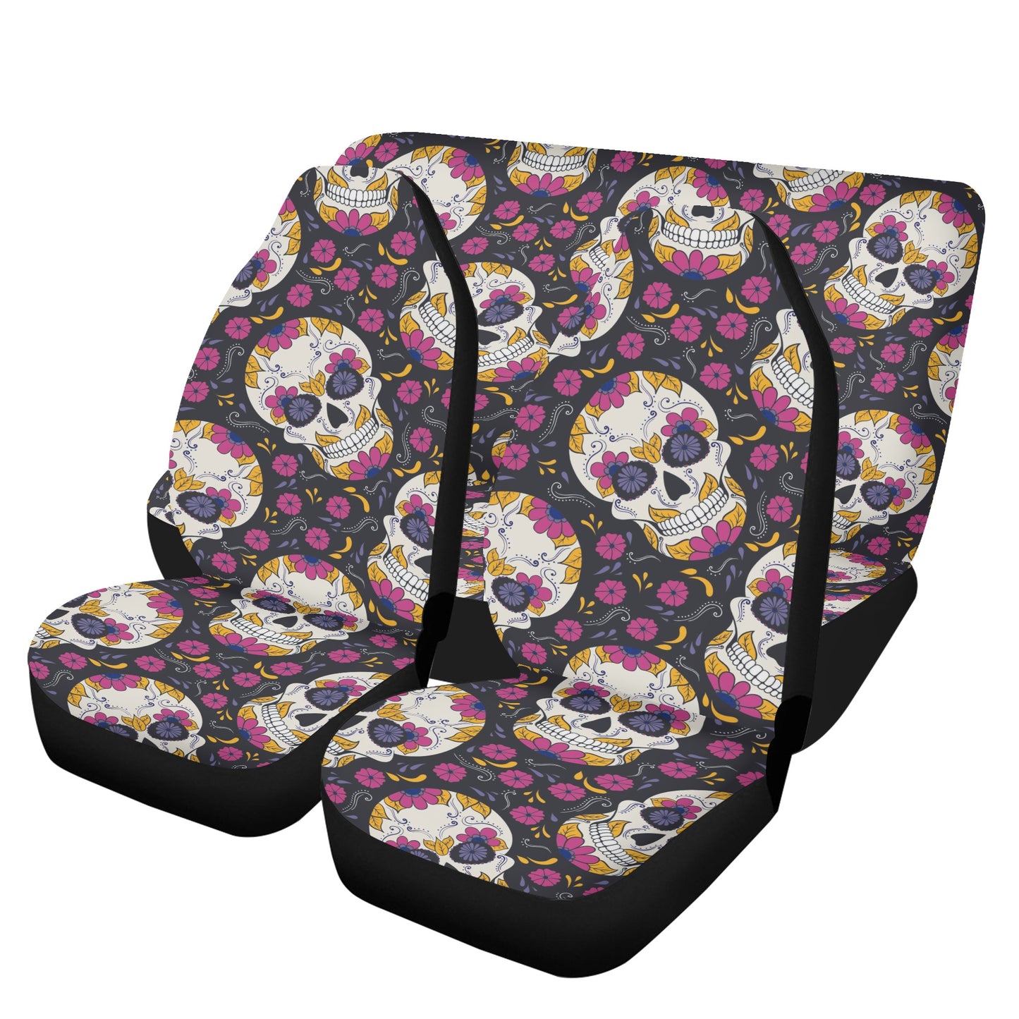 Mexican skull car seat protector cover, mexican skull floor mat for car, mexico car accessories, sugar skull girl truck seat cover, candy sk