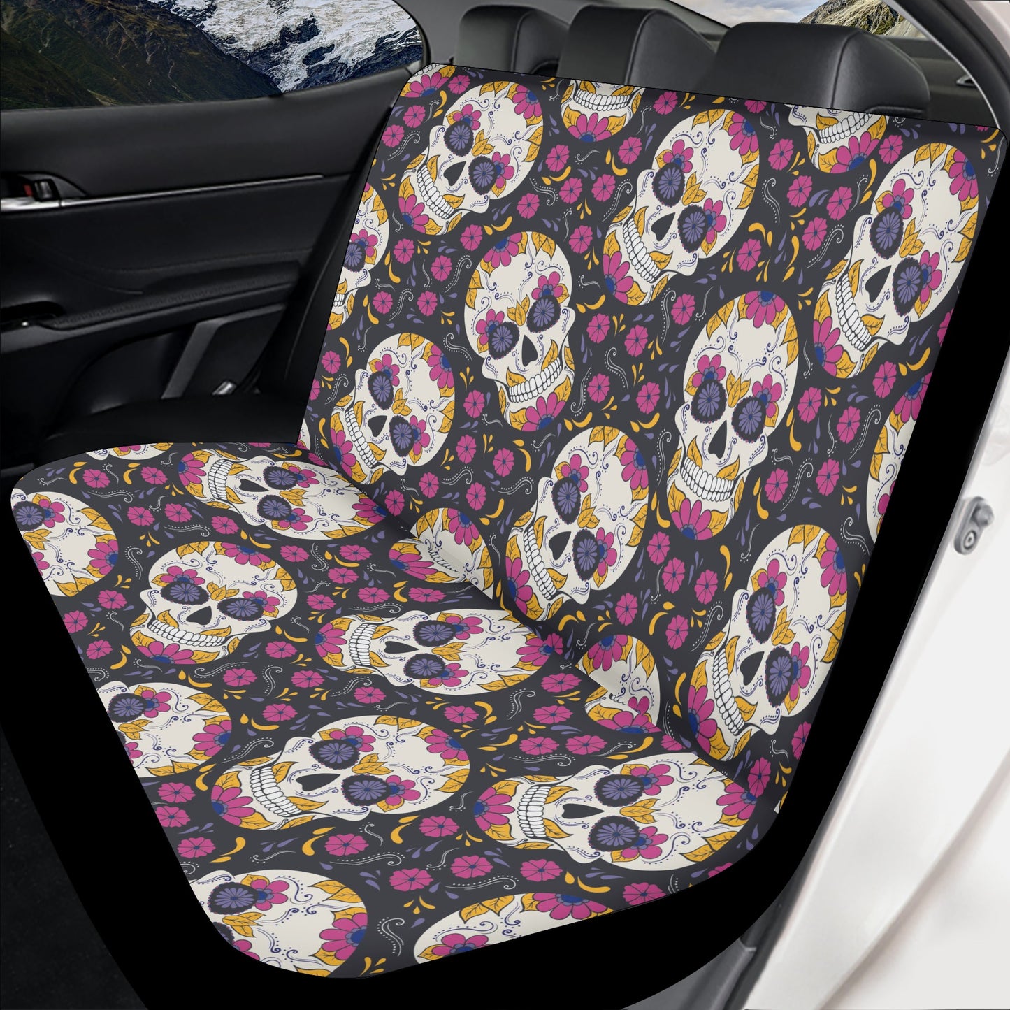 Mexican skull car seat protector cover, mexican skull floor mat for car, mexico car accessories, sugar skull girl truck seat cover, candy sk