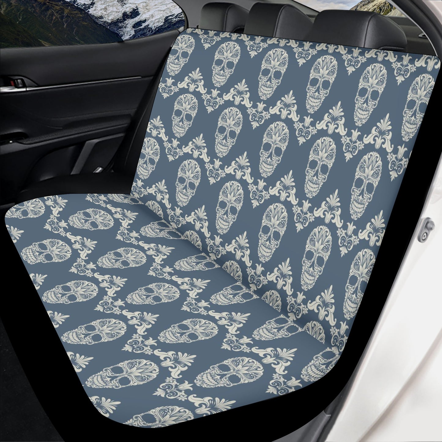 Dia de los muertos skull mat for vehicles, sugar skull car tool, candy skull seat cover for car, calaveras skull front and back car seat cov