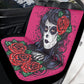 Calaveras skull rug mat for car, sugar skull girl car seat cushion cover, cinco de mayo skull car seat cushion cover, mexico floor mat for c