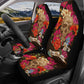 Skeleton rug mat for car, skull in fire seat cover protector, flower skull washable car seat covers, flame skull front and back car seat cov