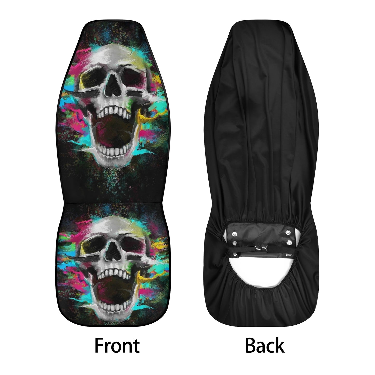 Death skull washable car seat covers, punisher skull floor mat for car, christmas skull rug for car, floral skull mat for vehicles, death sk