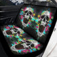 Death skull washable car seat covers, punisher skull floor mat for car, christmas skull rug for car, floral skull mat for vehicles, death sk