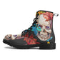Skull boots, sugar skull leather boots, Halloween skeleton boots for women