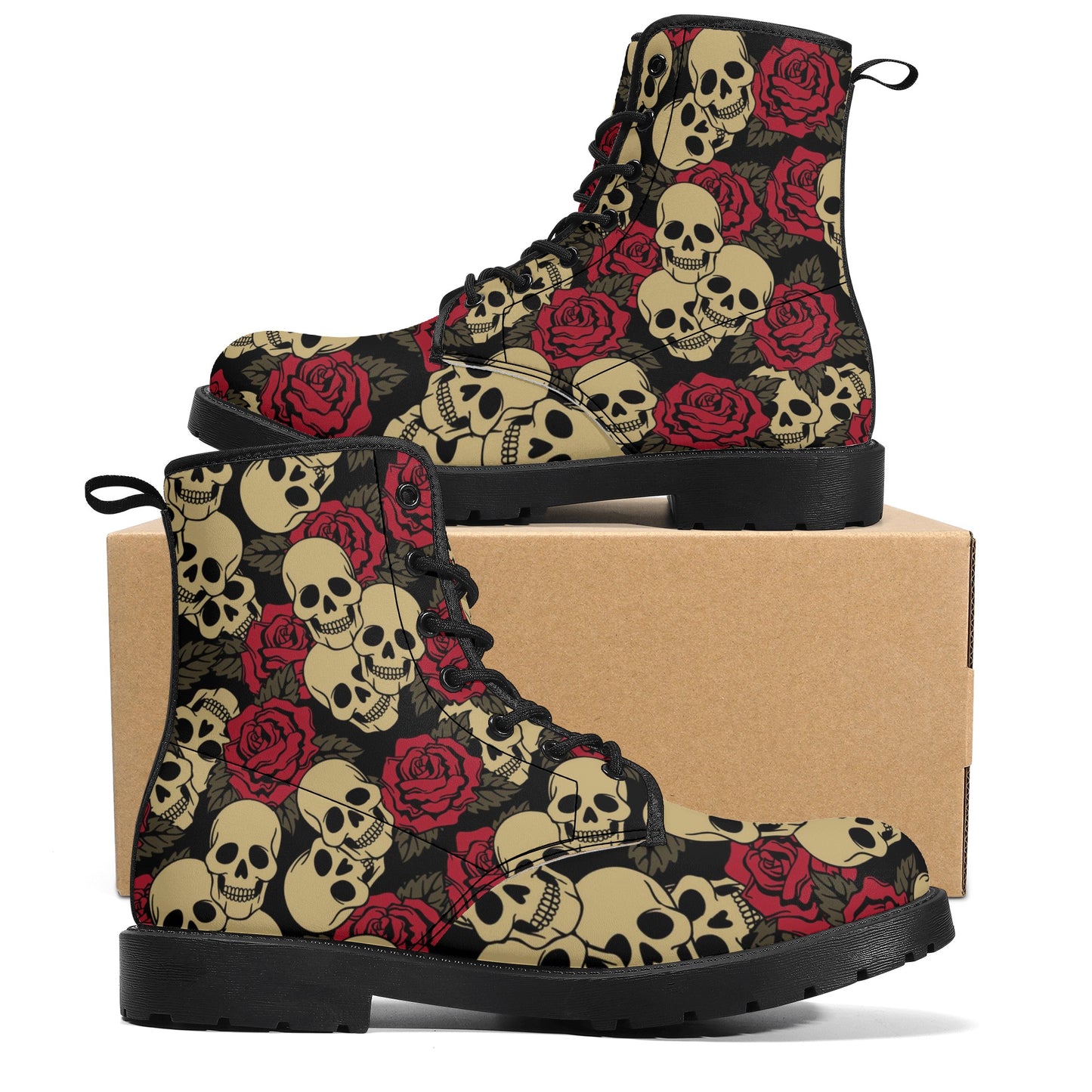 Skull Gothic Leather boots, Halloween boots, Candy Sugar skull boots