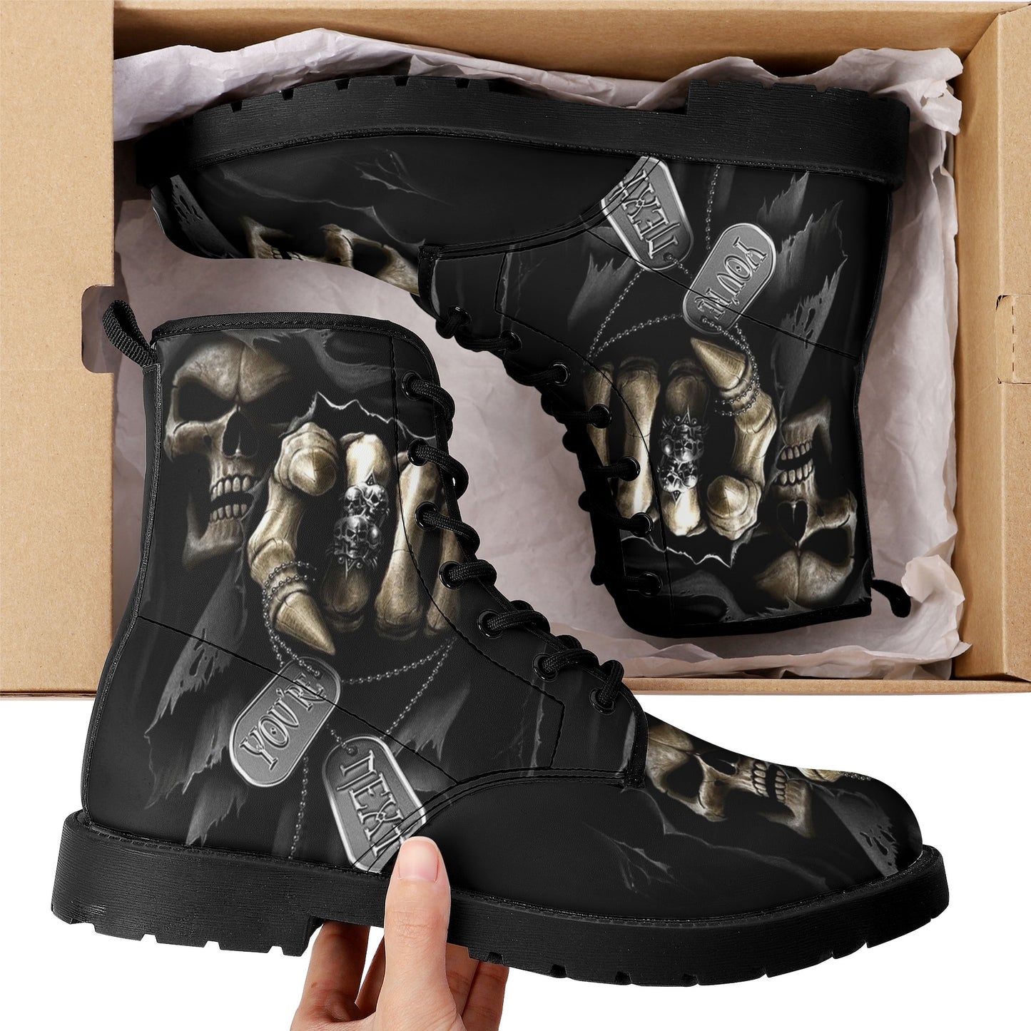 Skull Gothic Leather boots, Halloween boots, Candy Sugar skull boots