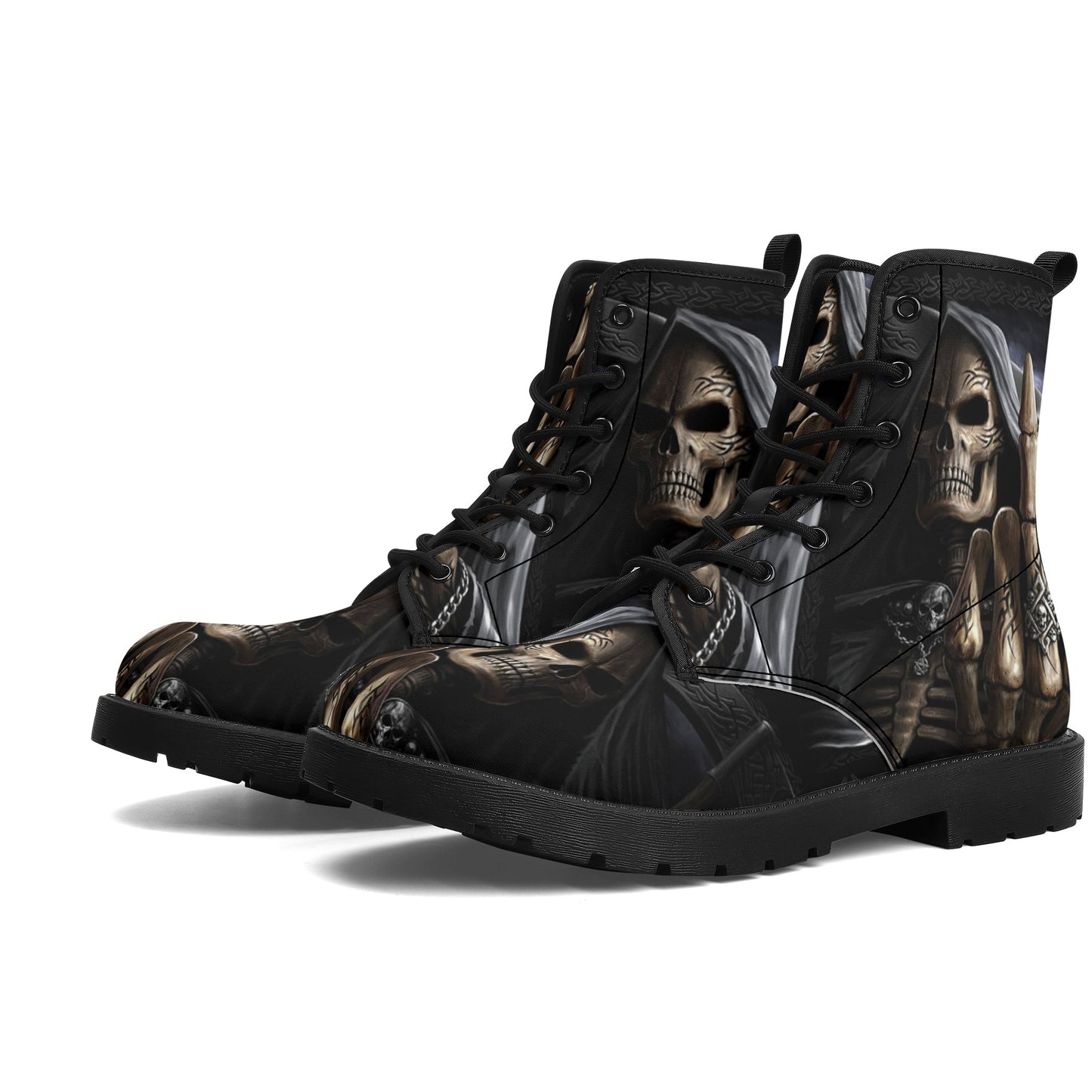 Skull Gothic Leather boots, Halloween boots, Candy Sugar skull boots