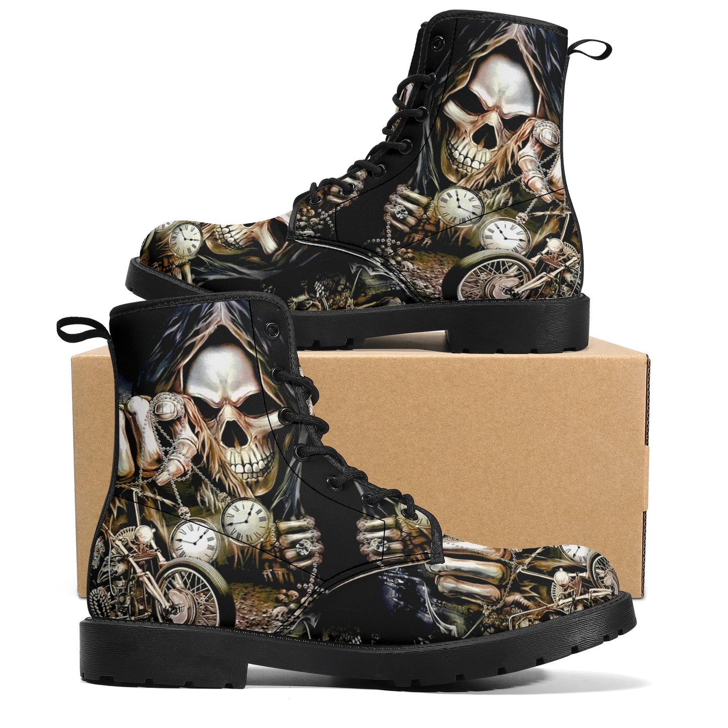 Skull Gothic Leather boots, Halloween boots, Candy Sugar skull boots