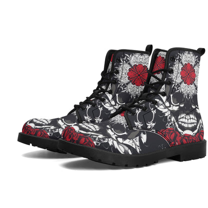 Skull Gothic Leather boots, Halloween boots, Candy Sugar skull boots