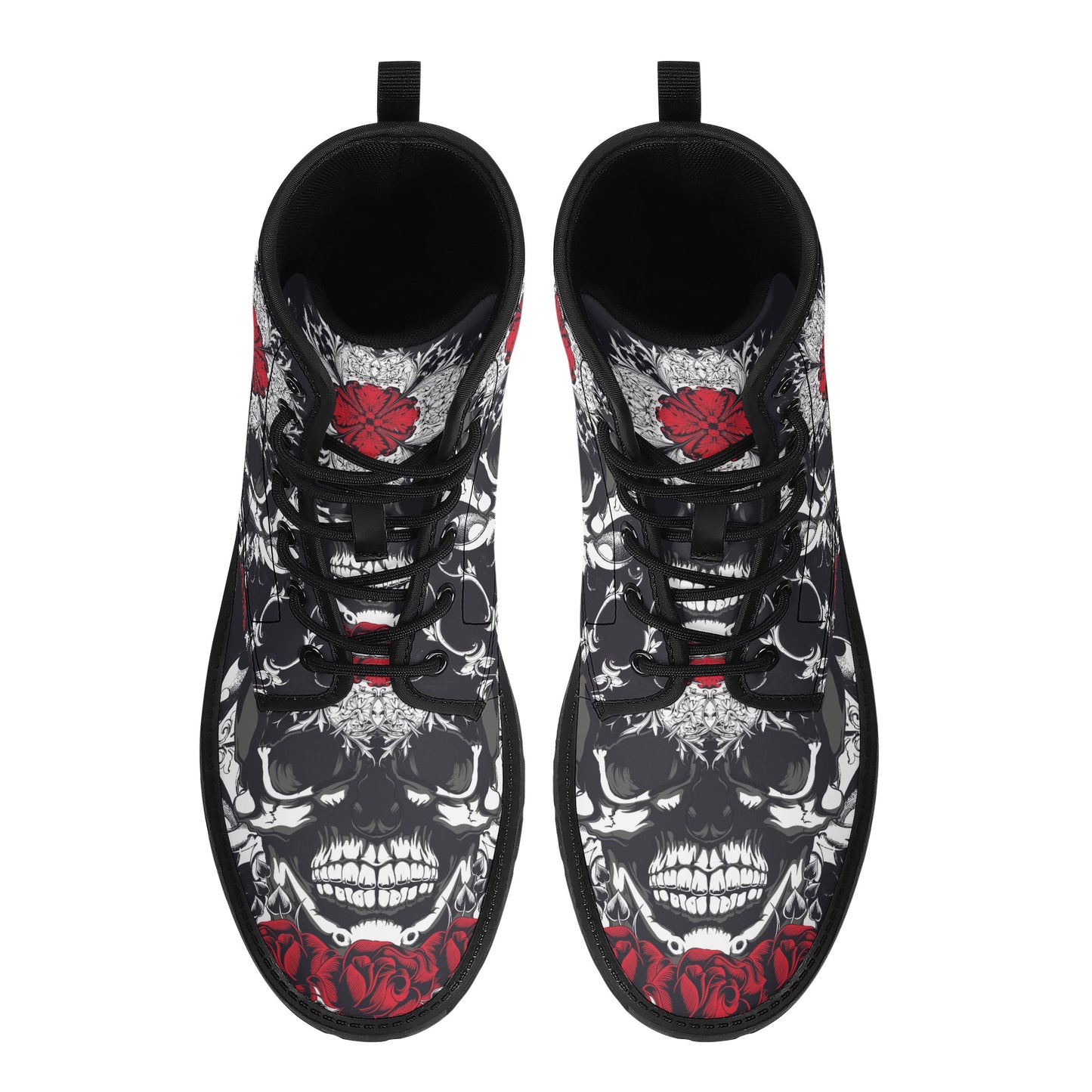 Skull Gothic Leather boots, Halloween boots, Candy Sugar skull boots