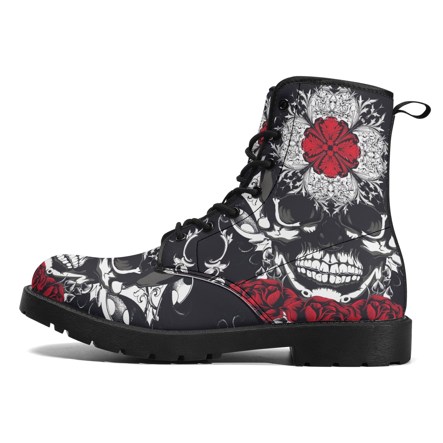 Skull Gothic Leather boots, Halloween boots, Candy Sugar skull boots