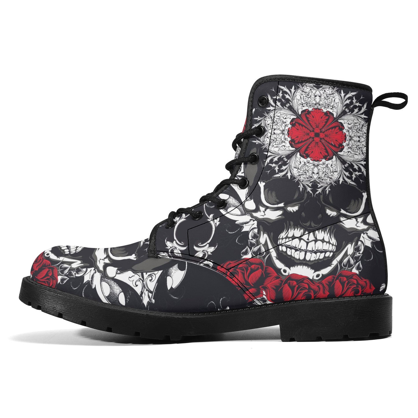 Skull Gothic Leather boots, Halloween boots, Candy Sugar skull boots