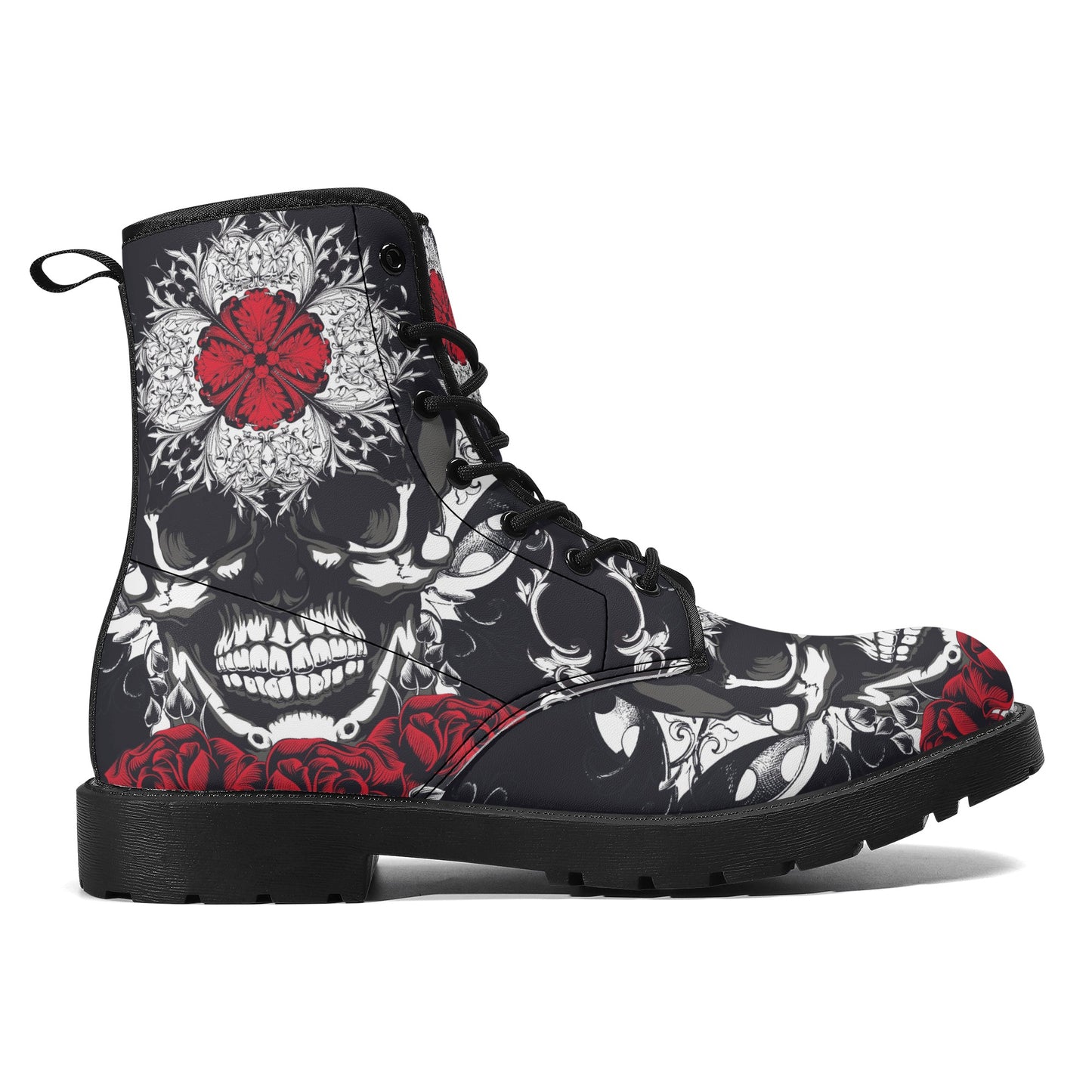 Skull Gothic Leather boots, Halloween boots, Candy Sugar skull boots