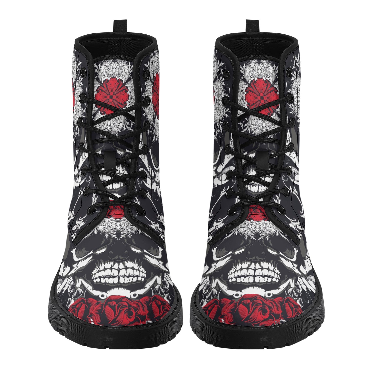 Skull Gothic Leather boots, Halloween boots, Candy Sugar skull boots