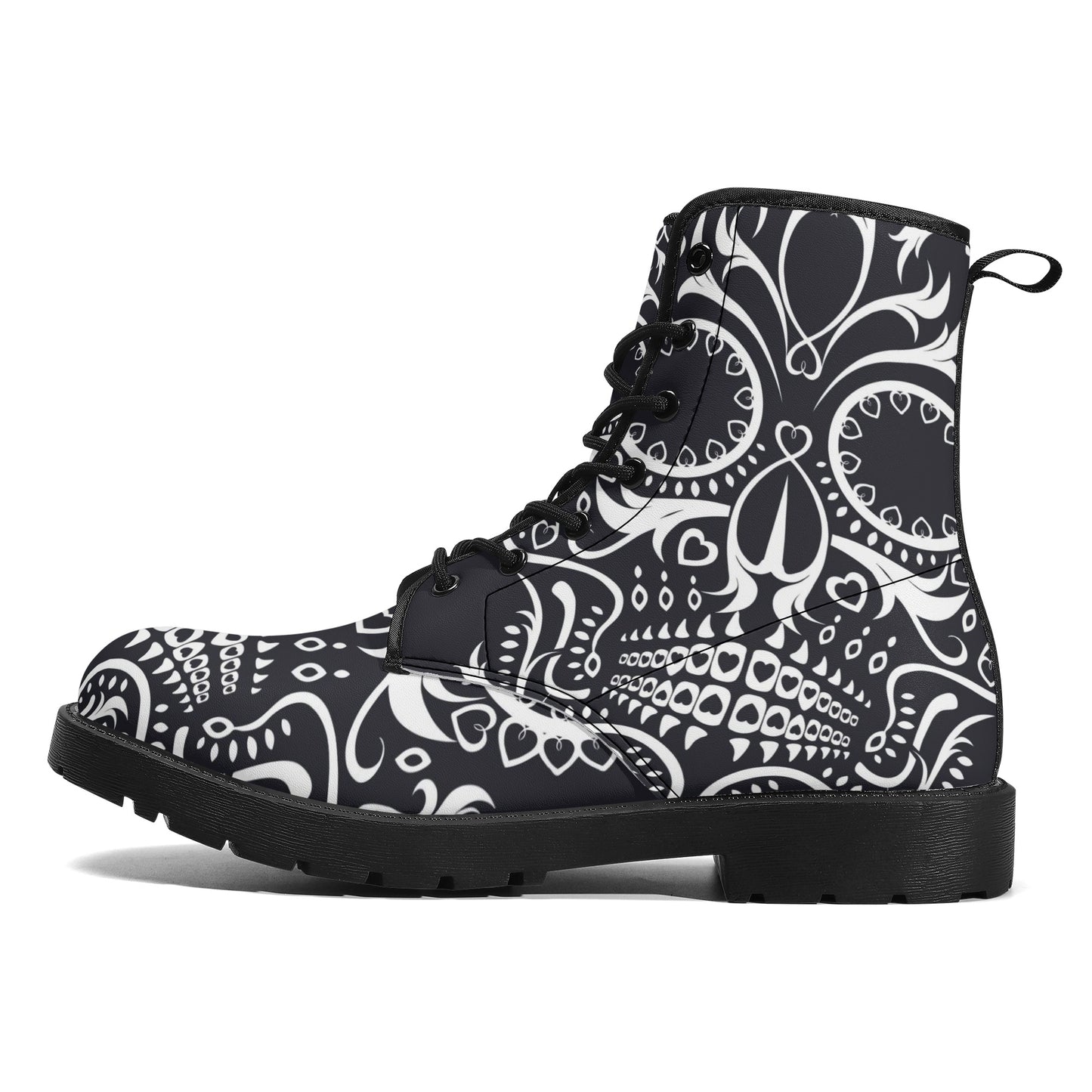 Skull Gothic Leather boots, Halloween boots, Candy Sugar skull boots