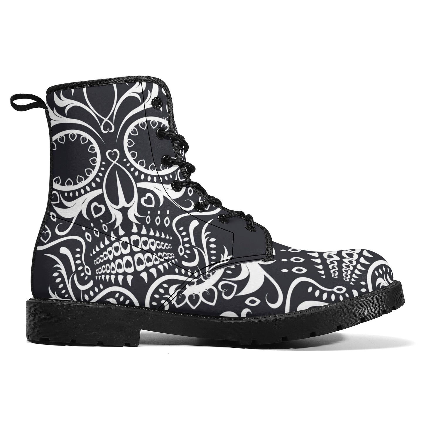 Skull Gothic Leather boots, Halloween boots, Candy Sugar skull boots