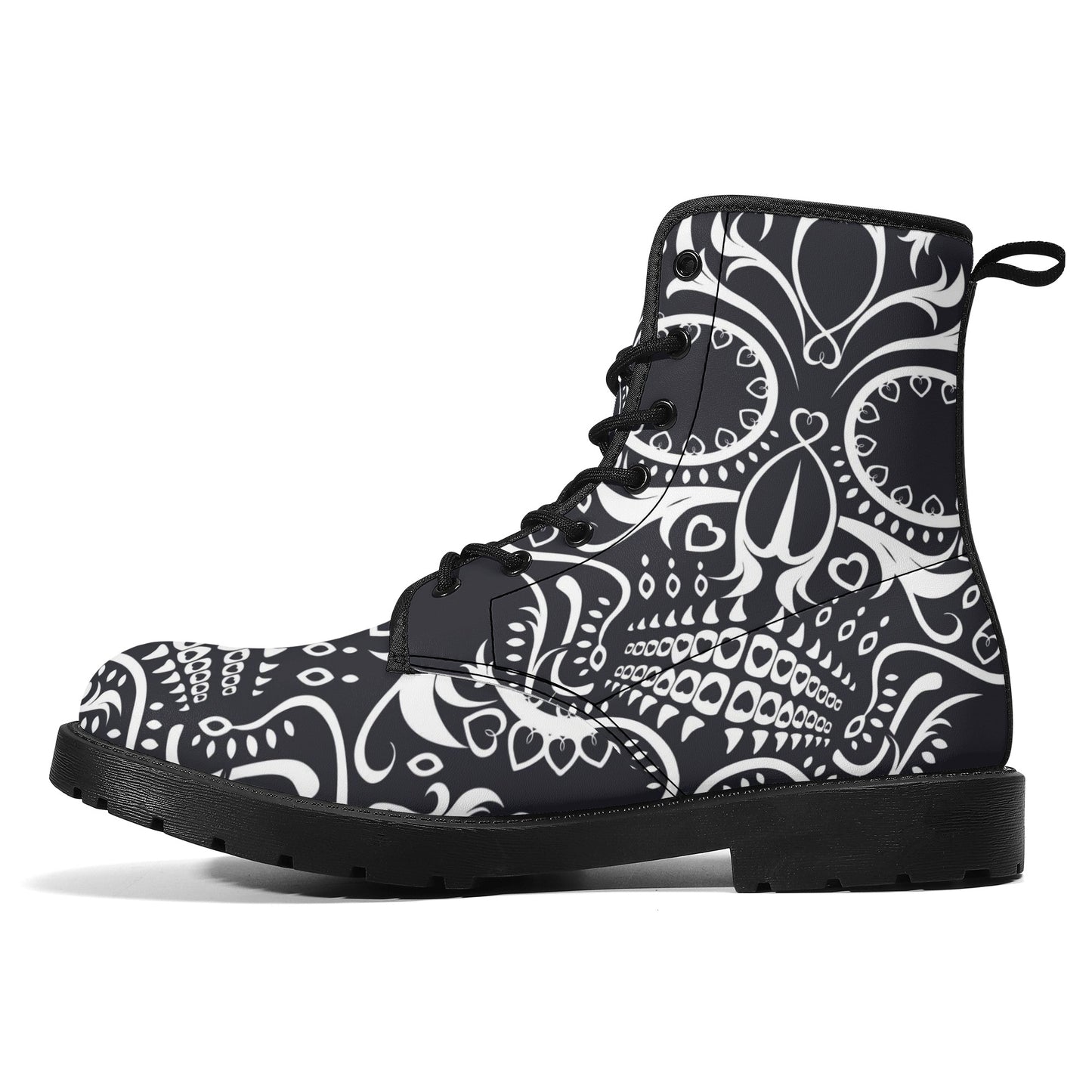 Skull Gothic Leather boots, Halloween boots, Candy Sugar skull boots