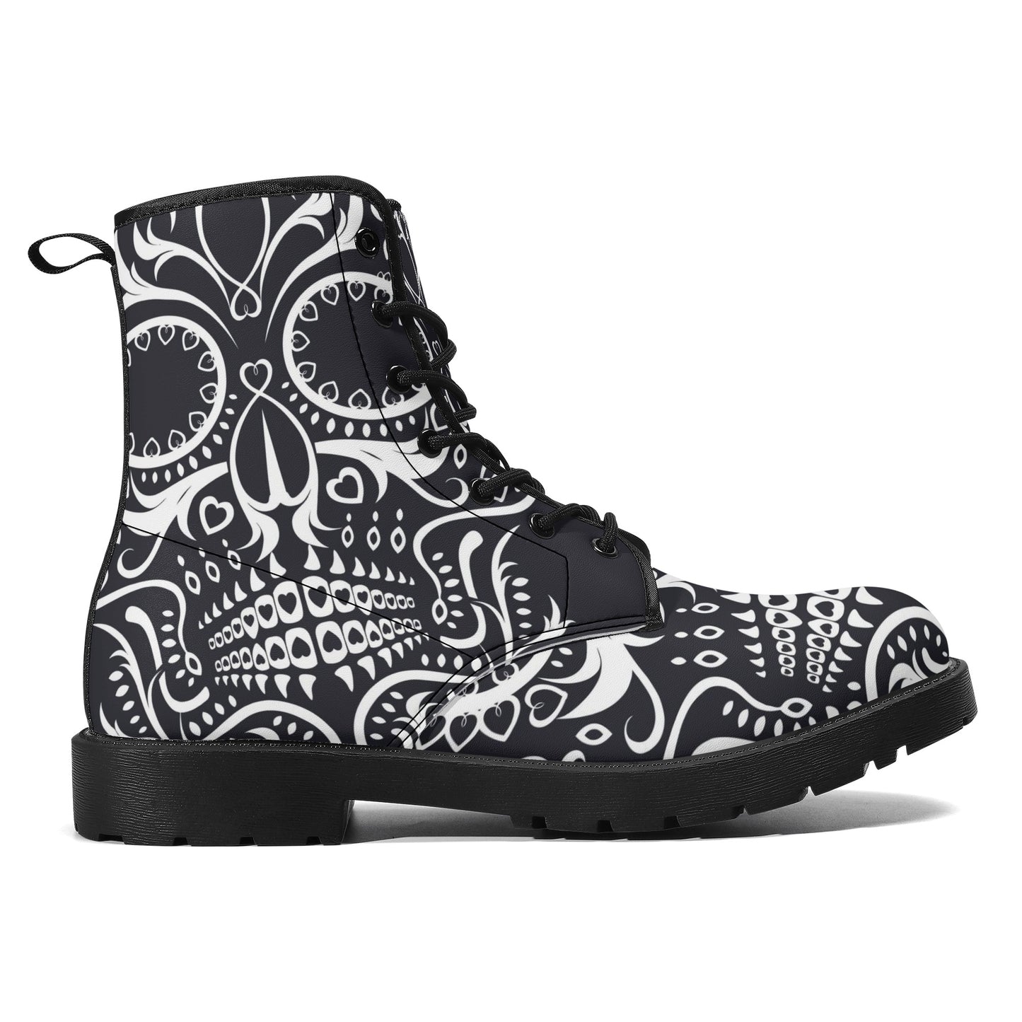 Skull Gothic Leather boots, Halloween boots, Candy Sugar skull boots