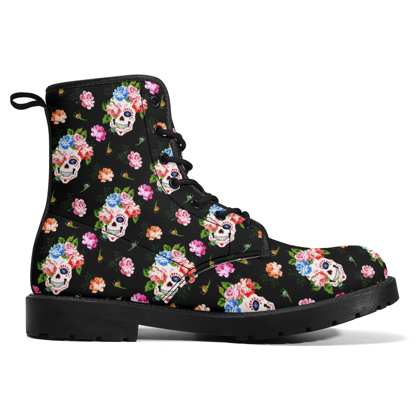 Skull Gothic Leather boots, Halloween boots, Candy Sugar skull boots