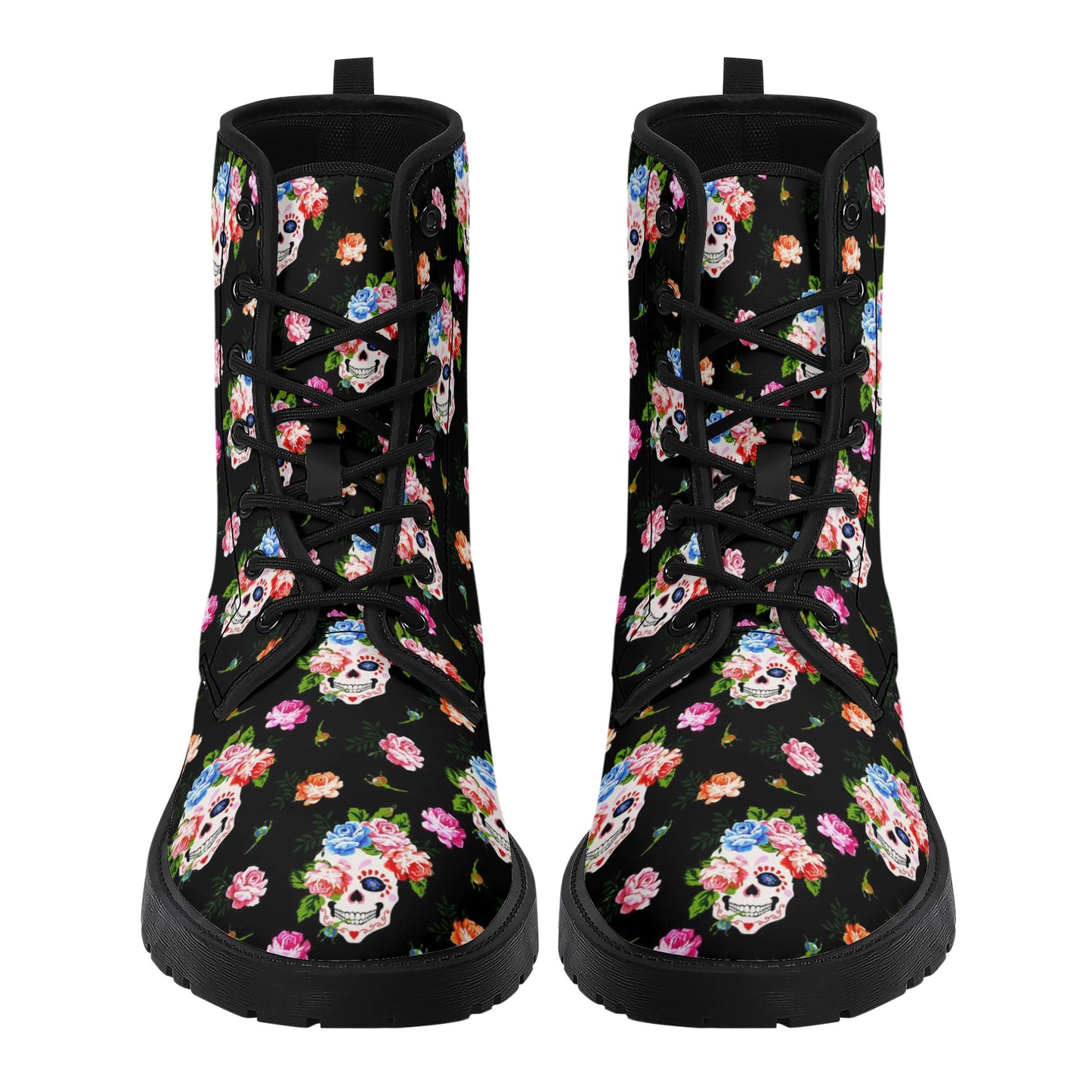 Skull Gothic Leather boots, Halloween boots, Candy Sugar skull boots