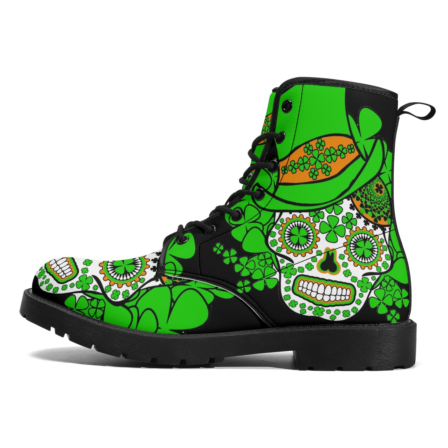 Skull Gothic Leather boots, Halloween boots, Candy Sugar skull boots