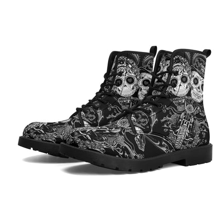 Skull Gothic Leather boots, Halloween boots, Candy Sugar skull boots