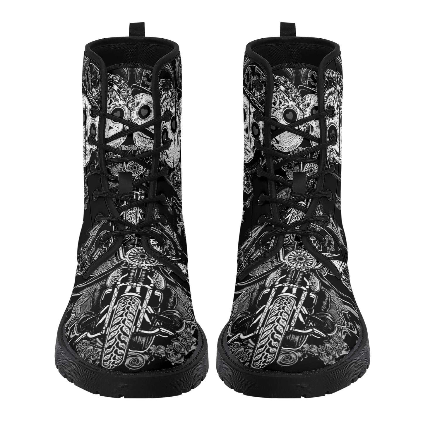 Skull Gothic Leather boots, Halloween boots, Candy Sugar skull boots